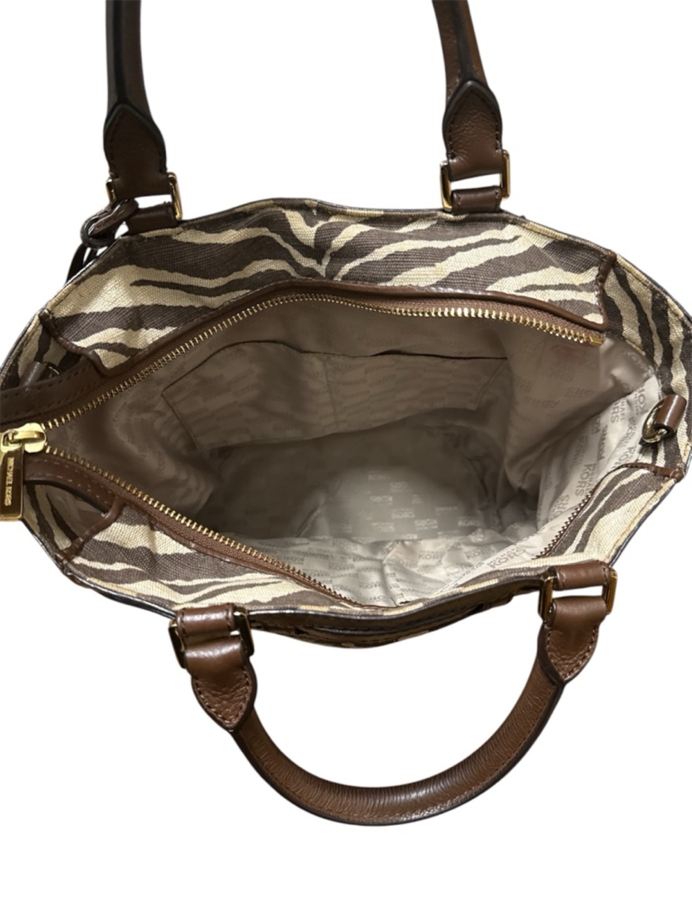 Michael Kors Kingsbury Zebra Striped Canvas Bucket Tote Bag - Picture 4 of 8